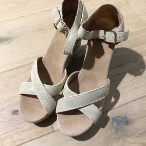 Toms metallic suede wedge wedding sandal